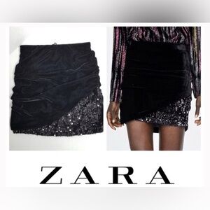 Zara velvet sequin mini skirt size L